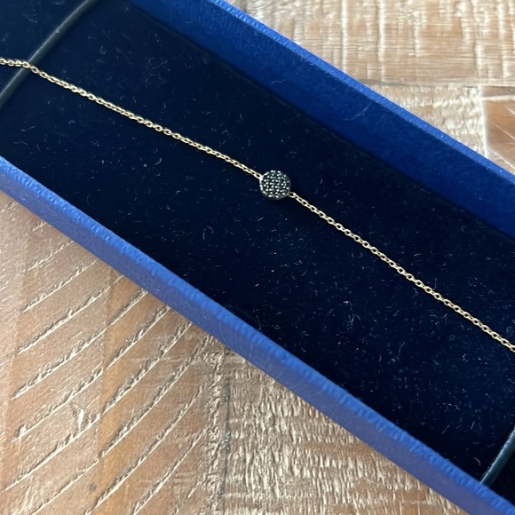 Black Died Diamond / 14k Gold (Solitaire Chain Bracelet) - Picture 3 of 6